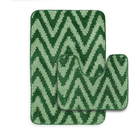 Velosso 2 Piece Chevron Stripe Bath And Pedestal Mat Set