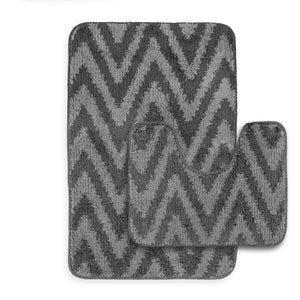 Velosso 2 Piece Chevron Stripe Bath And Pedestal Mat Set