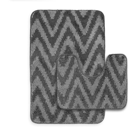 Velosso 2 Piece Chevron Stripe Bath And Pedestal Mat Set