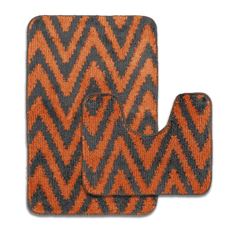 Velosso 2 Piece Chevron Stripe Bath And Pedestal Mat Set