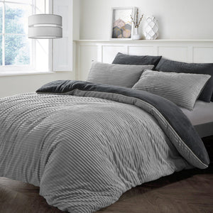 Velosso Plush Cord Teddy Duvet Cover & Pillowcase Set