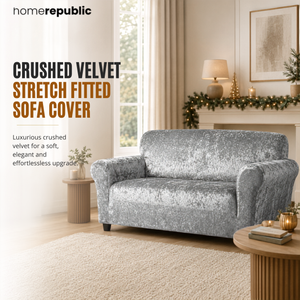 Home Republic Crushed Velvet Stretch Fitted Sofa Cover
