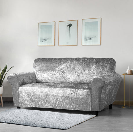 Home Republic Crushed Velvet Stretch Fitted Sofa Cover