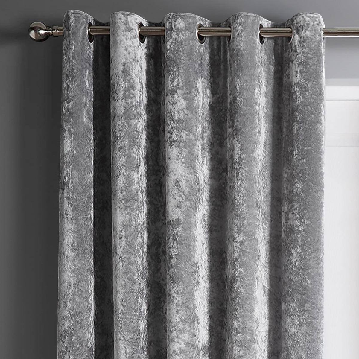 Intimates Plain Crushed Velvet Ring Top Curtains
