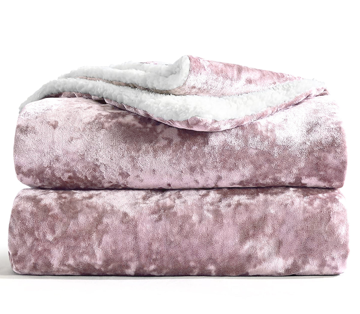 Velosso Crushed Velvet Sherpa Reverse Throw Blanket