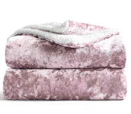 Velosso Crushed Velvet Sherpa Reverse Throw Blanket