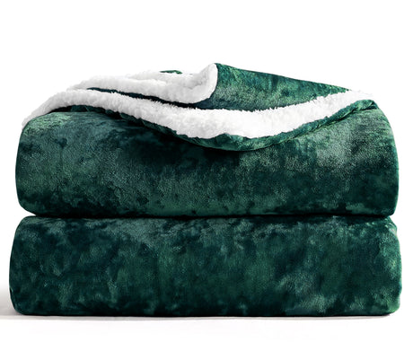 Velosso Crushed Velvet Sherpa Reverse Throw Blanket