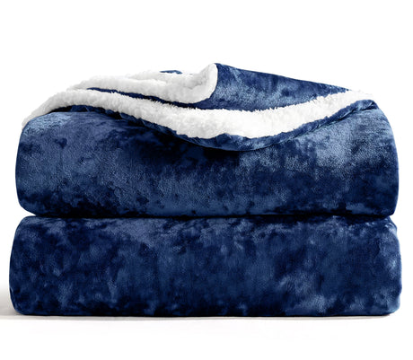 Velosso Crushed Velvet Sherpa Reverse Throw Blanket