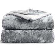 Velosso Crushed Velvet Sherpa Reverse Throw Blanket