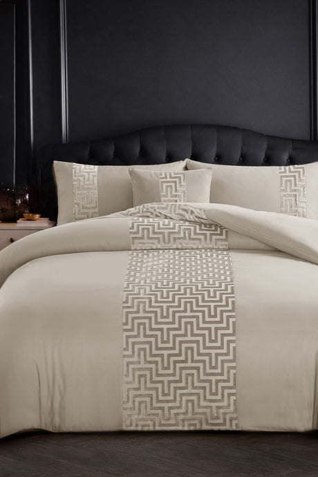 Velosso Dante Greek Key Velvet Duvet Cover And Pillowcase Set