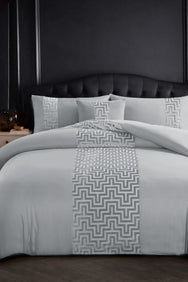 Velosso Dante Greek Key Velvet Duvet Cover And Pillowcase Set