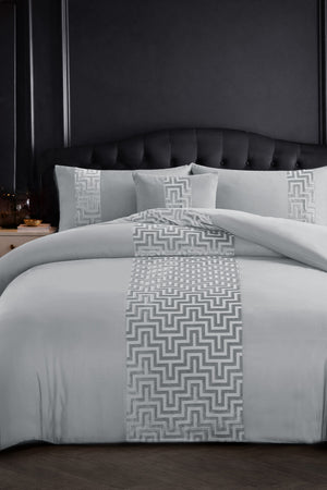 Velosso Dante Greek Key Velvet Duvet Cover And Pillowcase Set