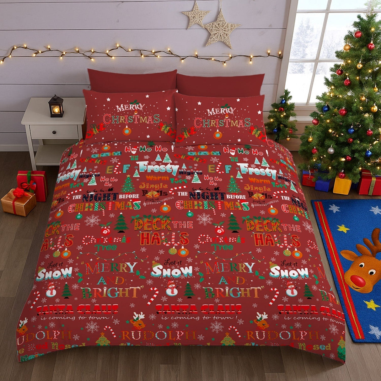 Velosso Festive Deck The Halls Duvet Cover And Pillowcase Set