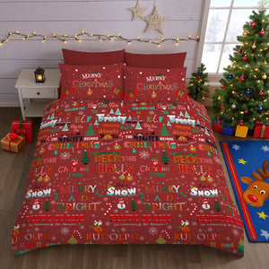 Velosso Festive Deck The Halls Duvet Cover And Pillowcase Set