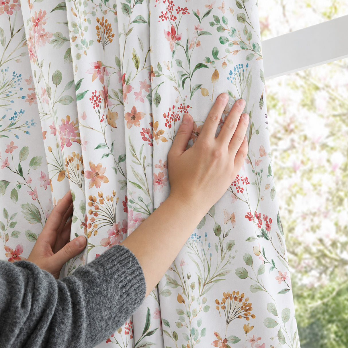 Florelle Eleanor Watercolour Ring Top Curtains