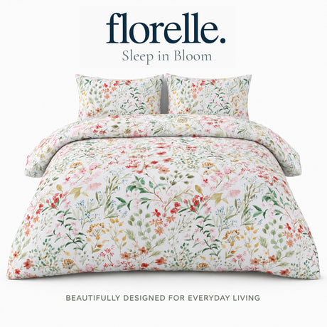 Florelle Eleanor Delicate Floral Patterned Duvet Cover and Pillowcase Set