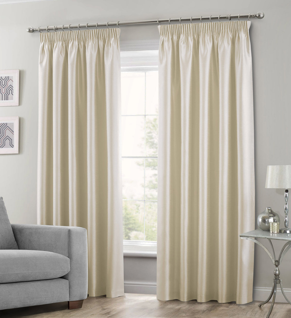 Intimates Faux Silk Pencil Pleat Curtains