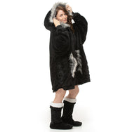Velosso Faux Fur Trim Sherpa Lined Oversized Hoodie Blanket