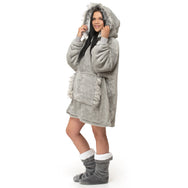 Velosso Faux Fur Trim Sherpa Lined Oversized Hoodie Blanket