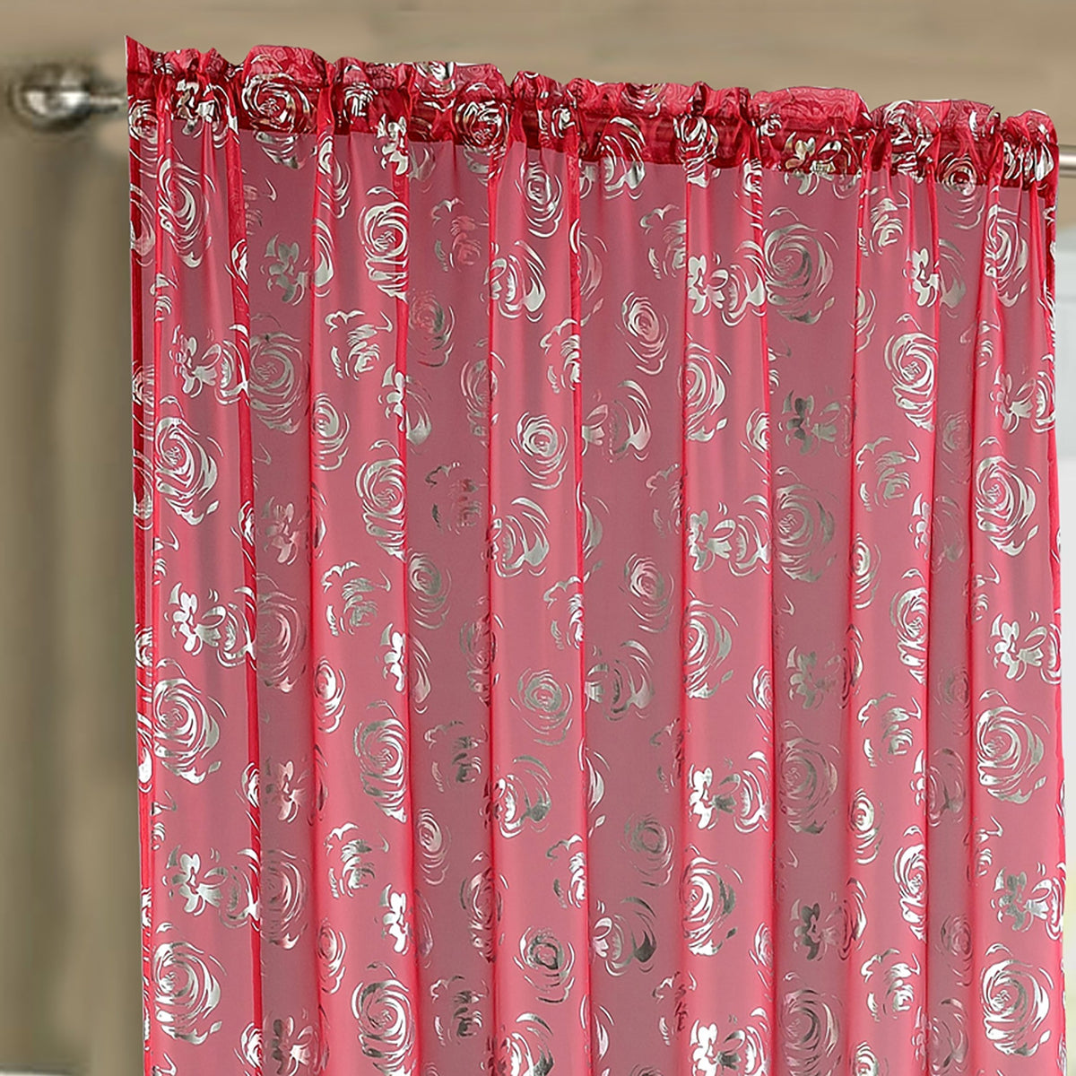 Intimates Geneva Rose Foil Printed Sheer Voile Panel