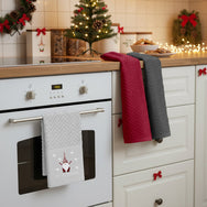 Velosso Xmas Gonks 3 Pack Cotton Christmas Embroidered Tea Towels