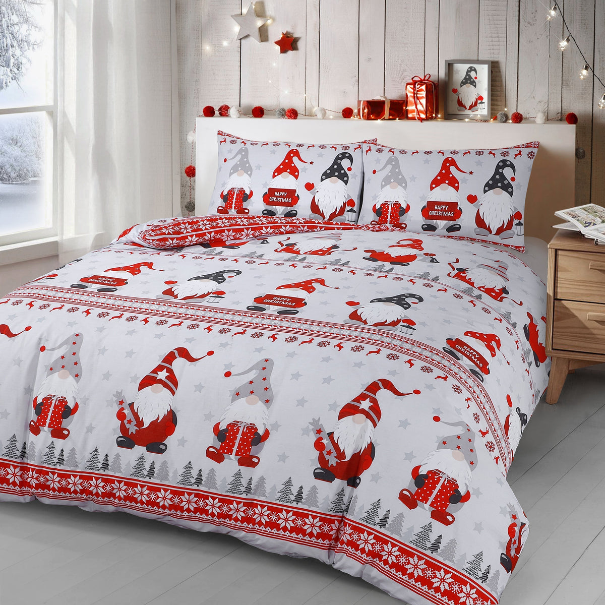 Velosso Xmas Gonks Duvet Cover & Pillowcase Set