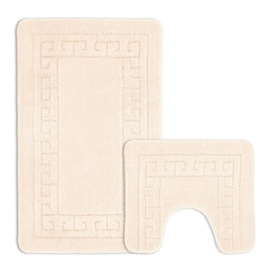 Velosso 2 Piece Greek Key Bath And Pedestal Mat