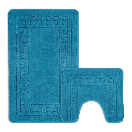 Velosso 2 Piece Greek Key Bath And Pedestal Mat