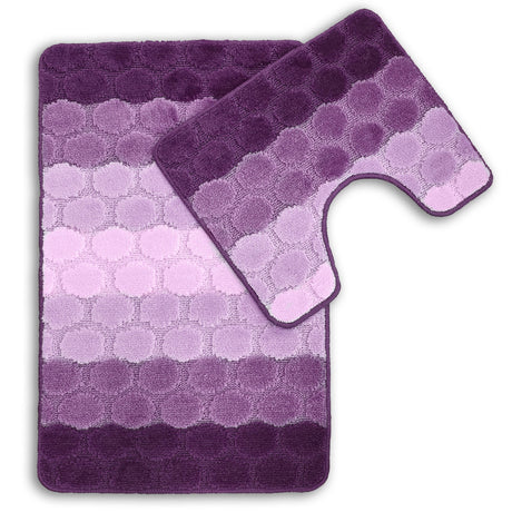 Velosso 2 Piece Hex Stripe Bath And Pedestal Mat Set