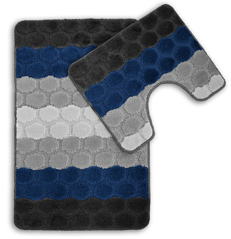 Velosso 2 Piece Hex Stripe Bath And Pedestal Mat Set