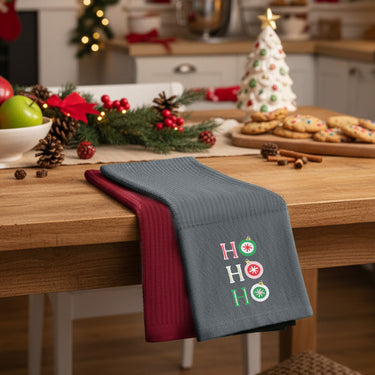 Xmas Ho Ho Ho 3 Pack Cotton Christmas Embroidered Tea Towels
