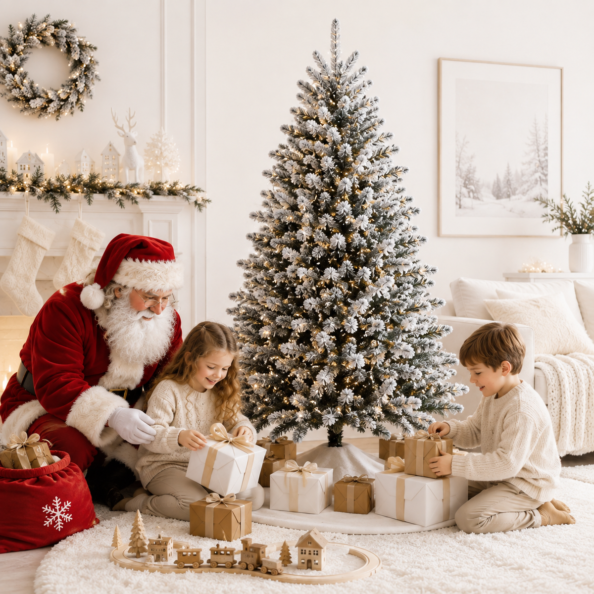 Home Republic Snow Frosted Christmas Tree With Led Lights