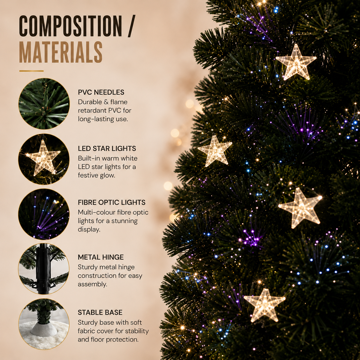 Home Republic Christmas Tree With Star Led Lights