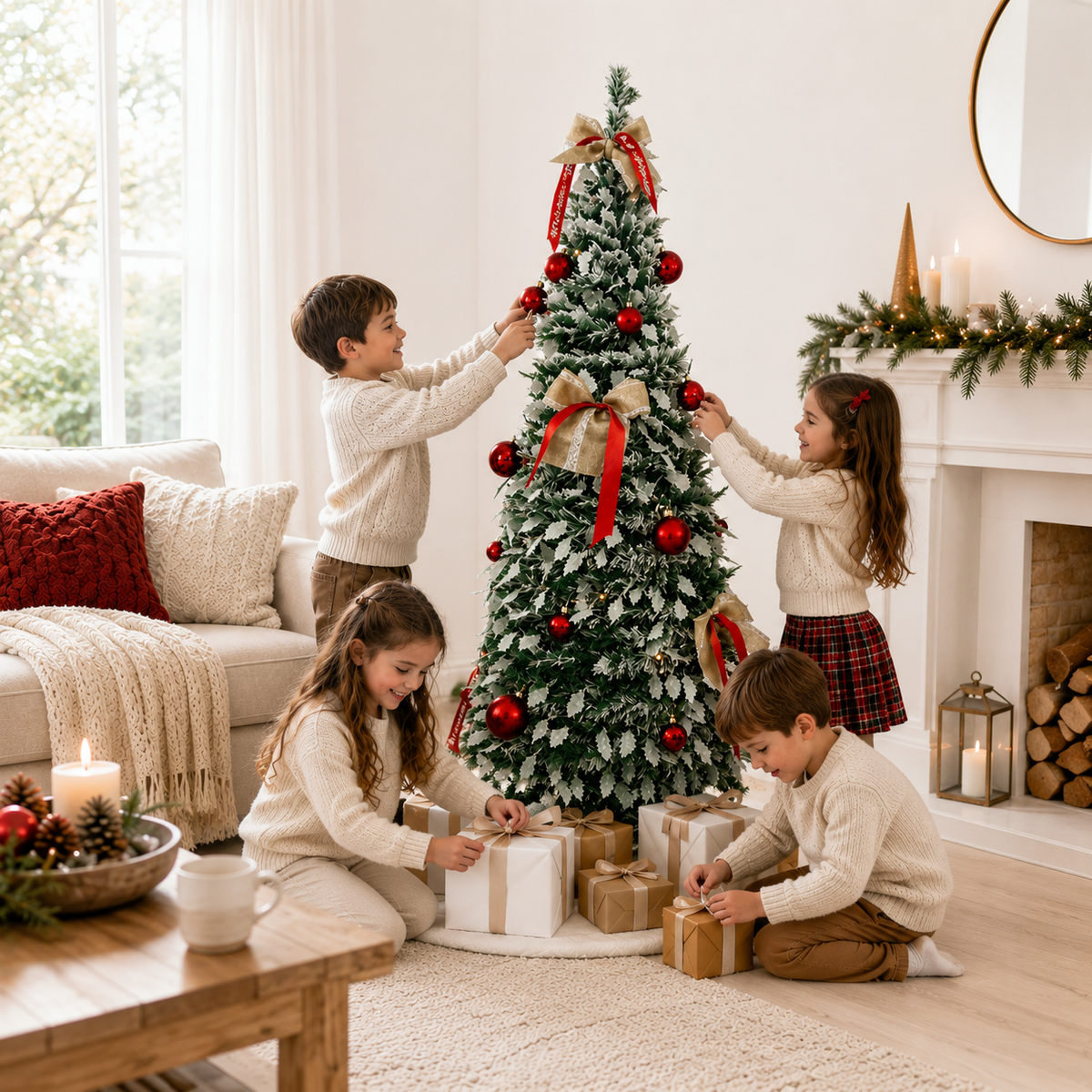 Home Republic Decorated Christmas Tree With Bows & Ribbons