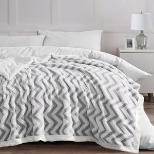 Velosso Chevron Sherpa Tufted Throw Blanket