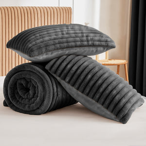 Velosso Jumbo Cord Faux Rabbit Fur Duvet Cover and Pillowcase Set