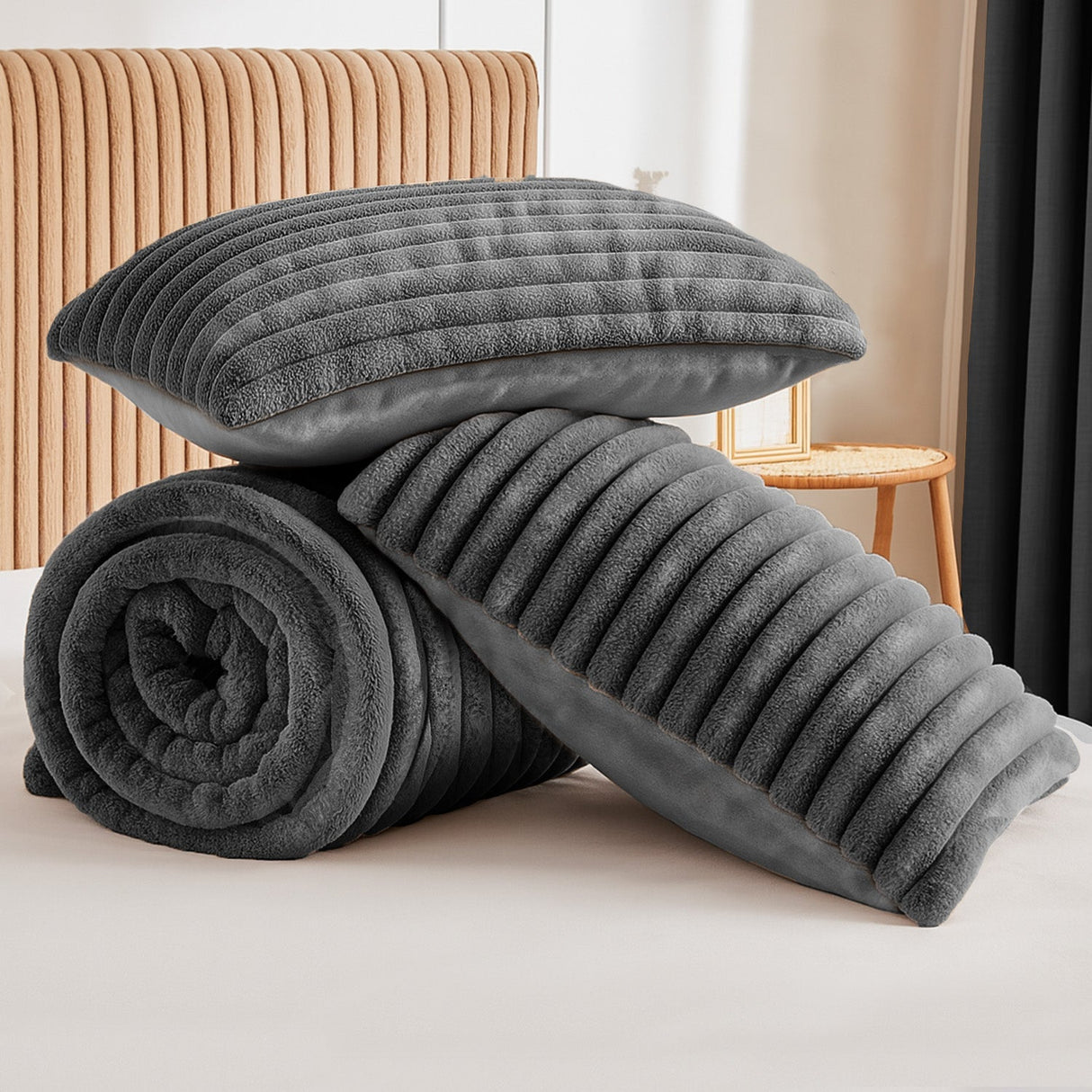 Velosso Jumbo Cord Faux Rabbit Fur Duvet Cover and Pillowcase Set
