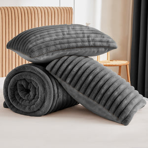 Velosso Jumbo Cord Faux Rabbit Fur Duvet Cover and Pillowcase Set