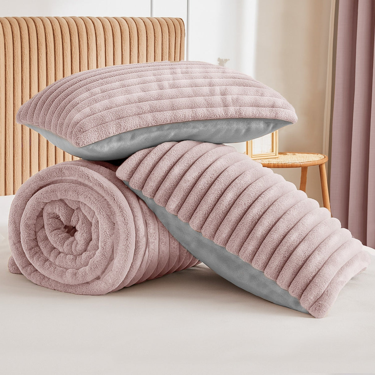 Velosso Jumbo Cord Faux Rabbit Fur Duvet Cover and Pillowcase Set