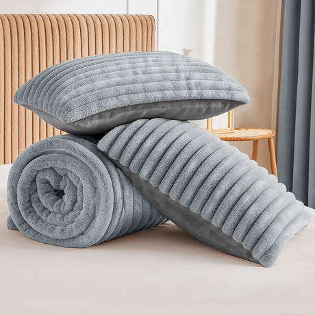Velosso Jumbo Cord Faux Rabbit Fur Duvet Cover And Pillowcase Set