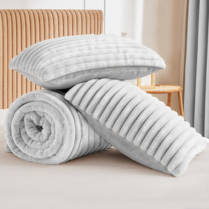 Velosso Jumbo Cord Faux Rabbit Fur Duvet Cover and Pillowcase Set
