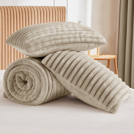 Velosso Jumbo Cord Faux Rabbit Fur Duvet Cover And Pillowcase Set