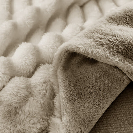 Velosso Jumbo Cord Faux Rabbit Fur Duvet Cover And Pillowcase Set