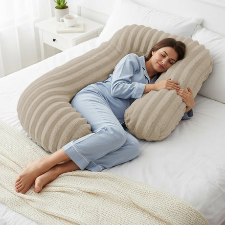 Velosso Jumbo Cord Faux Rabbit Fur Body Pillow