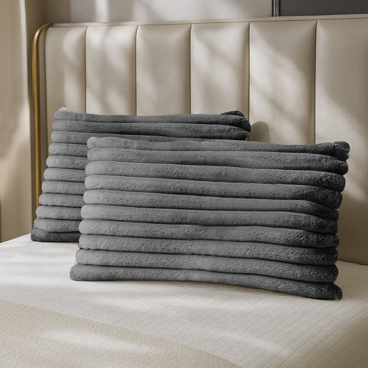 Velosso Jumbo Cord Faux Rabbit Pillowcase Pair