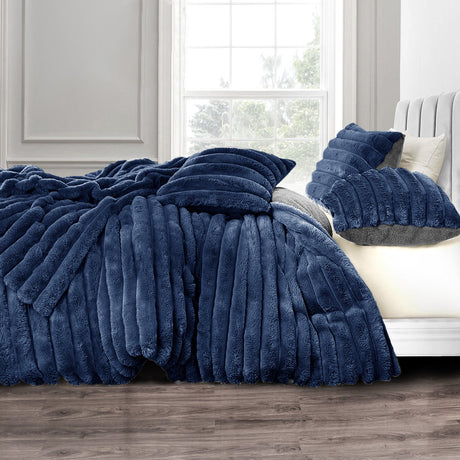 Velosso Jumbo Cord Faux Rabbit Fur Duvet Cover And Pillowcase Set