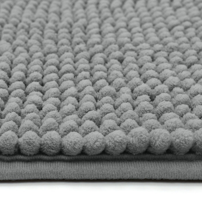 Luxury Non-Slip Soft Grey Pedestal Mat Shaggy Noodle Super Absorbent Microfiber Bathroom Mat