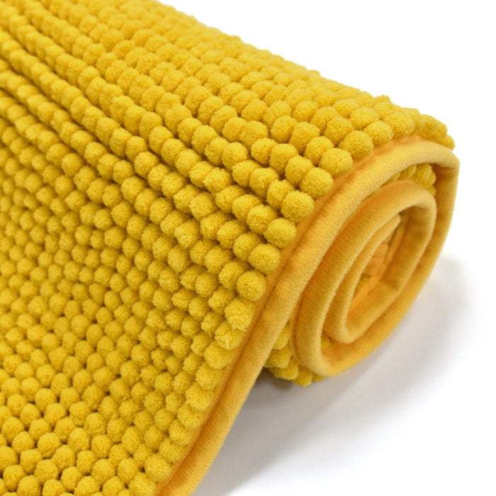 Luxury Non-Slip Soft Ochre Bath Mat Shaggy Noodle Super Absorbent Microfiber Bathroom Mat