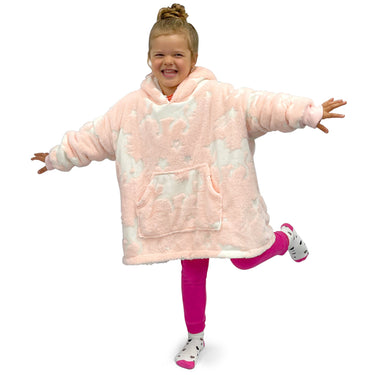Kids Glow In The Dark Unicorn Oversized Hoodie Blanket