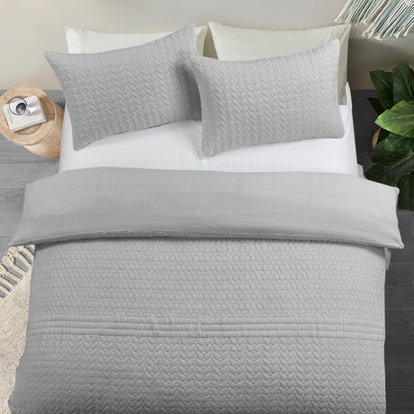 Velosso Kinsley Embossed Pattern Duvet Cover And Pillowcase Set